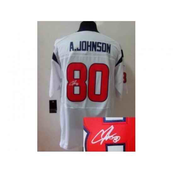 Nike Houston Texans 80 Andre Johnson White Elite Signed NFL Jersey